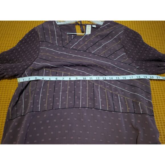 Dolan Anthropologie Plum Purple Dot Stripe Shift Maddie Textured Dress EUC L - Picture 4 of 6